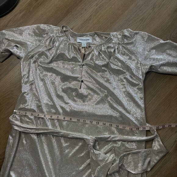 Sabina Musayev Anthropologie Mercury Silver Shirt Dress XS short sleeve metallic - Picture 11 of 12